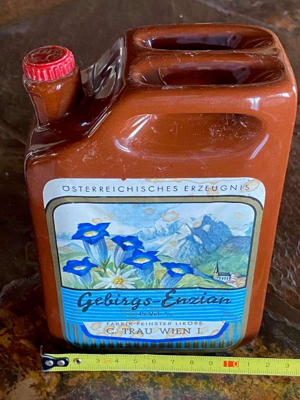 Empty Old Karnten Gebirgs-Enzian, Glockner,Porcelaine canister ,vintage, Bar Item, Collectors Item