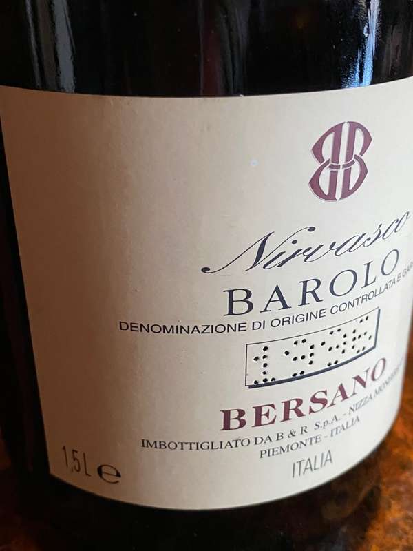Ivini di Bersano Nirvasco Barolo 1996, 1.5L, 1996, vintage, sealed, Bar Item, Collectors Item