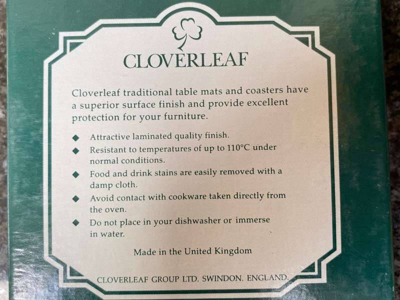 English Mug Coasters Lot 1, cloversleaf, collectors item