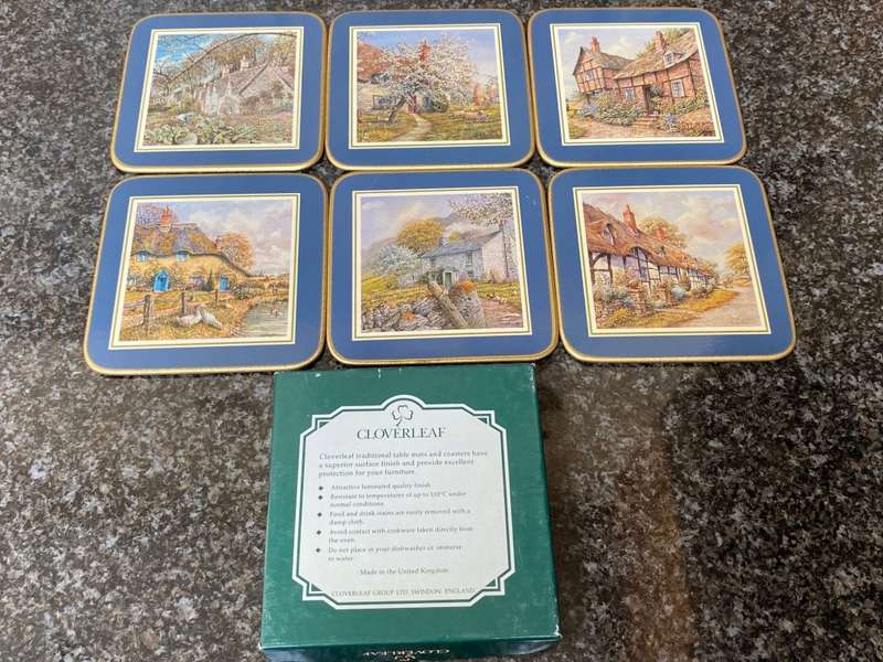 English Mug Coasters Lot 1, cloversleaf, collectors item