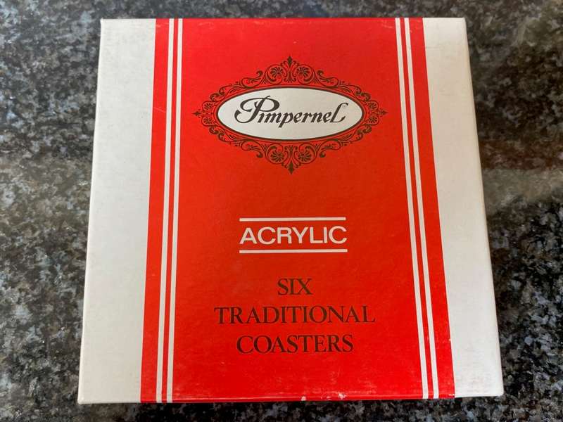 English Mug Coasters Pimpernel Acrylic Lot 3, collectors item