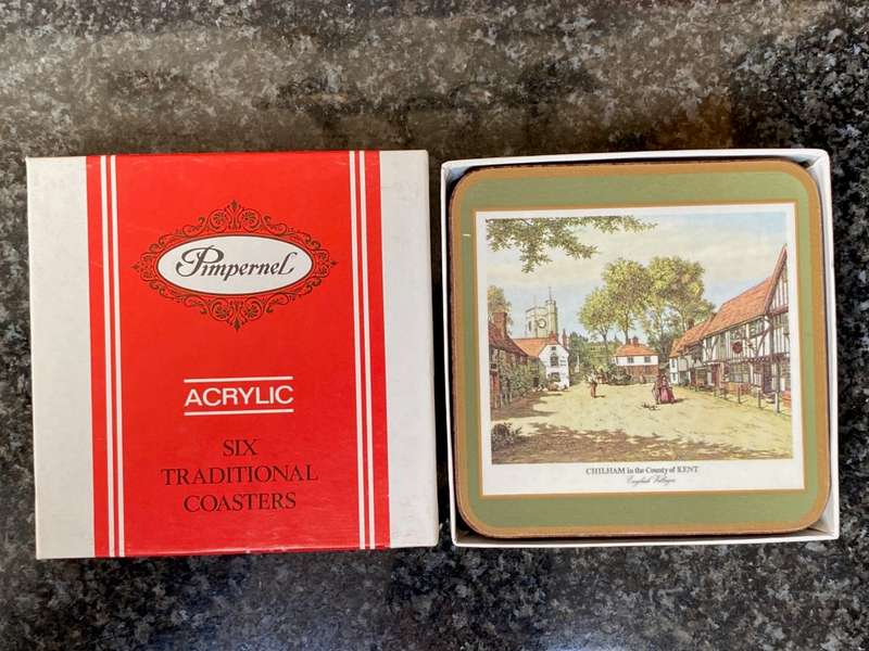 English Mug Coasters Pimpernel Acrylic Lot 3, collectors item