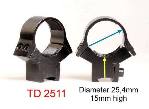 Scope Mounts TD2511 diameter 25.4mm and 15 mm hight -  for the 11-13mm Rail