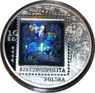 Silver coin 450 years polish post - Silver 925 hologram