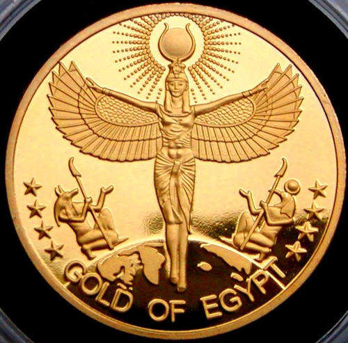 GIFT Gold of Egypt Coin Egyptian Woman Isis Goddess Anubis Horus constellations