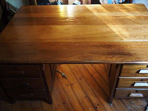 Very large solid wood (teak??) desk