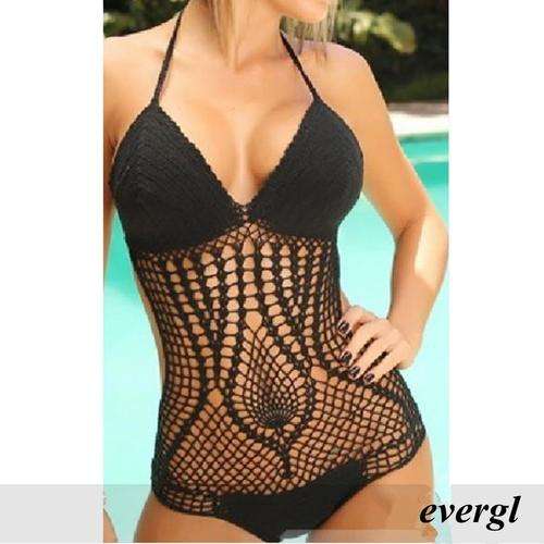 Sexy Monokini , swimsuit, swimwear - One size - Black