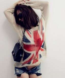 UK Flag Tops Hollow out Loose Knitting Sweaters - One Size