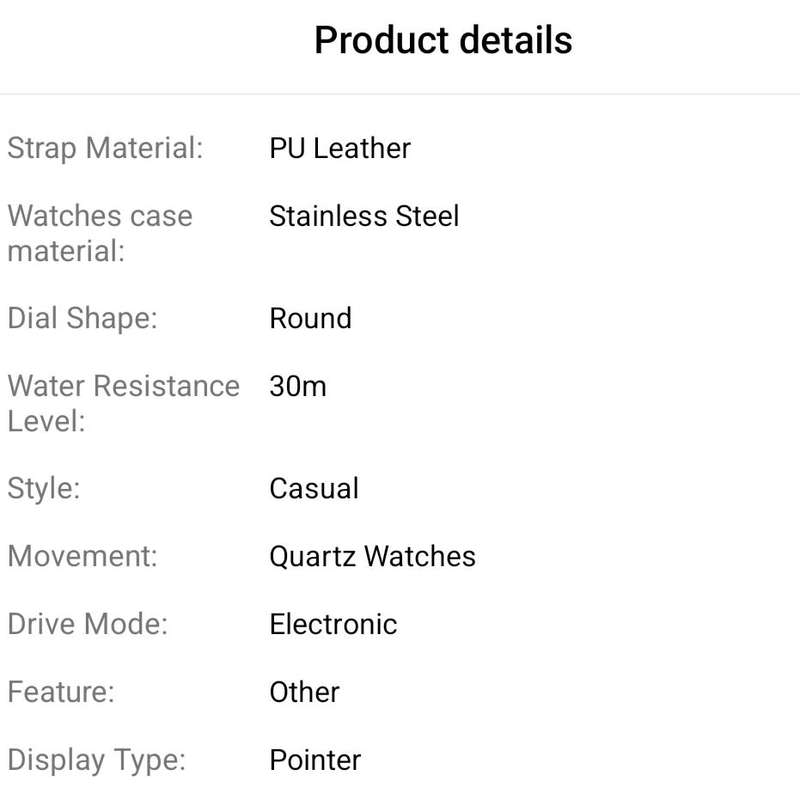 Ruige mens classic quality stainless steel watch