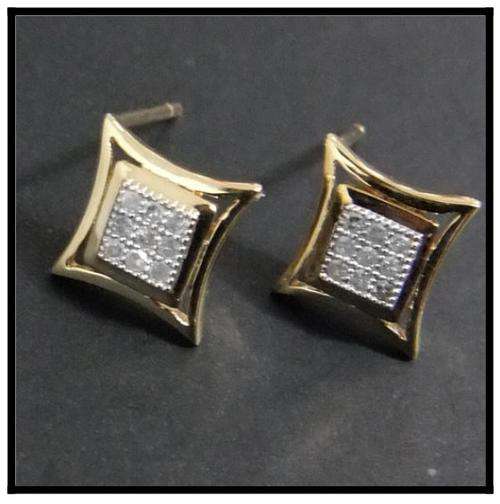 100% REAL, SOLID 10KT YELLOW GOLS NATURAL DIAMOND EARINGS