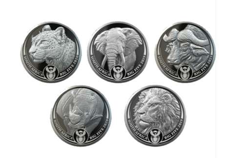 Big 5  Silver Coin Series 1 from S.A. Mint (full set of 5 coins)