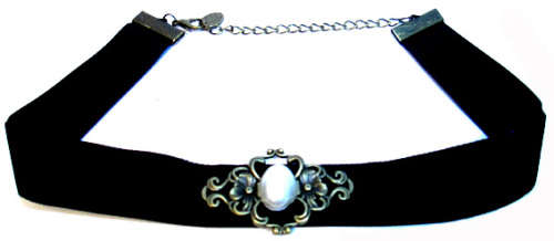 Black Ribbon and Pearl Bead Choker
