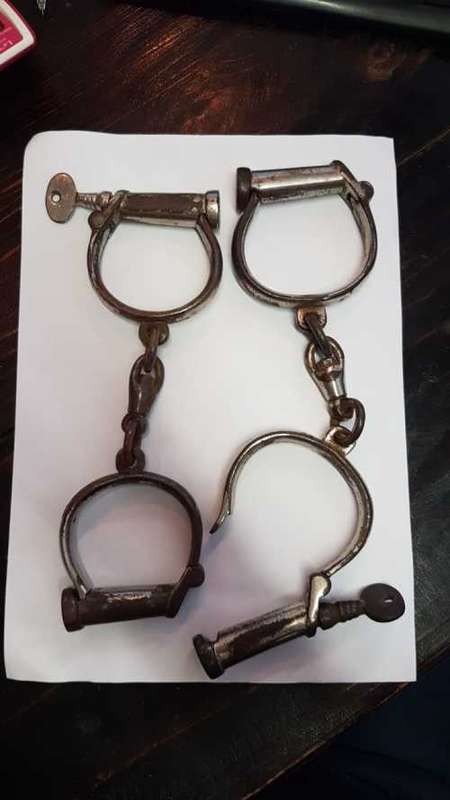 Vintage SAPS handcuffs / shackles with original keys 1940/50`s (set of 2)