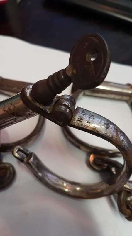 Vintage SAPS handcuffs / shackles with original keys 1940/50`s (set of 2)