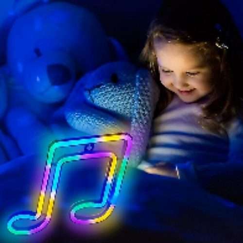 Music Note Neon Sign Lamp 18.5cm x 2.3cm x 26cm Pink, Warm White & Blue USB & Battery Operated