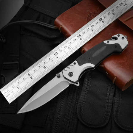 Men`s Pocket Folding Knife with Glass Breaker, Seat Belt Cutter, Emergency Rescue Thumb Nail