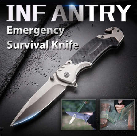 Men`s Pocket Folding Knife with Glass Breaker, Seat Belt Cutter, Emergency Rescue Thumb Nail