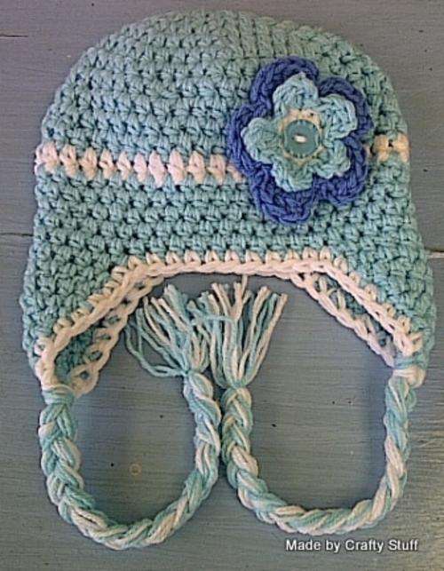 Crafty Stuff: Crochet Baby Earflap hat in baby blue