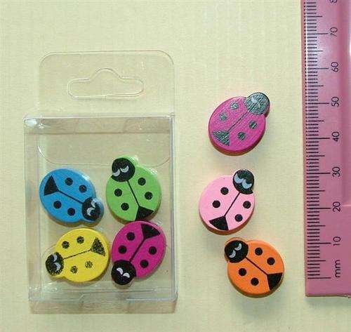 Crafty Stuff: Wooden Bead / Scrapping Embellishment ladybug x7