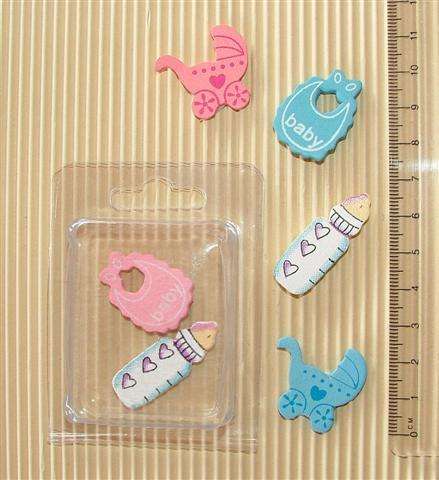 Crafty Stuff: Wooden Bead / Scrapping Embellishment BABY PRAM SET X 6