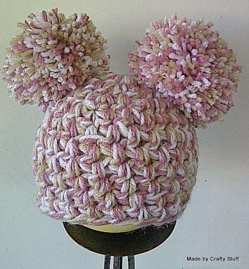 Crafty Stuff: Crochet Baby Pompom hat. with flower (in any colour of your choice)