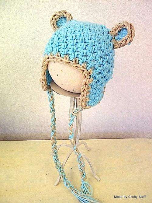 Crafty Stuff: Crochet Baby Teddy hat Blue