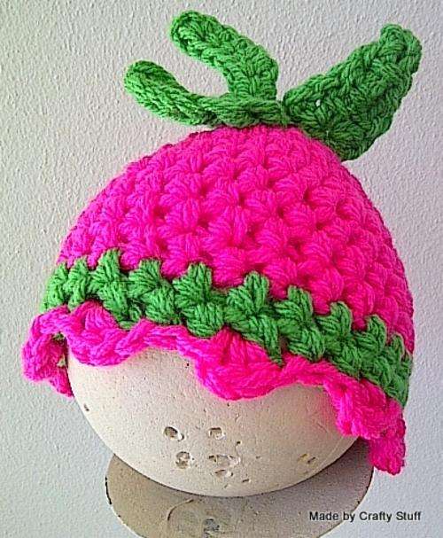 Crafty Stuff: IN STOCK Crochet Cerise Petal hat, 0-3 months