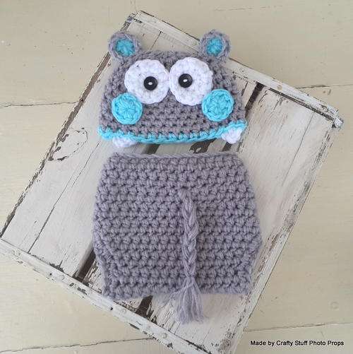 Crafty Stuff : Little Hippo hat and Nappy cover boys or girls 0-3 months MADE TO ORDER