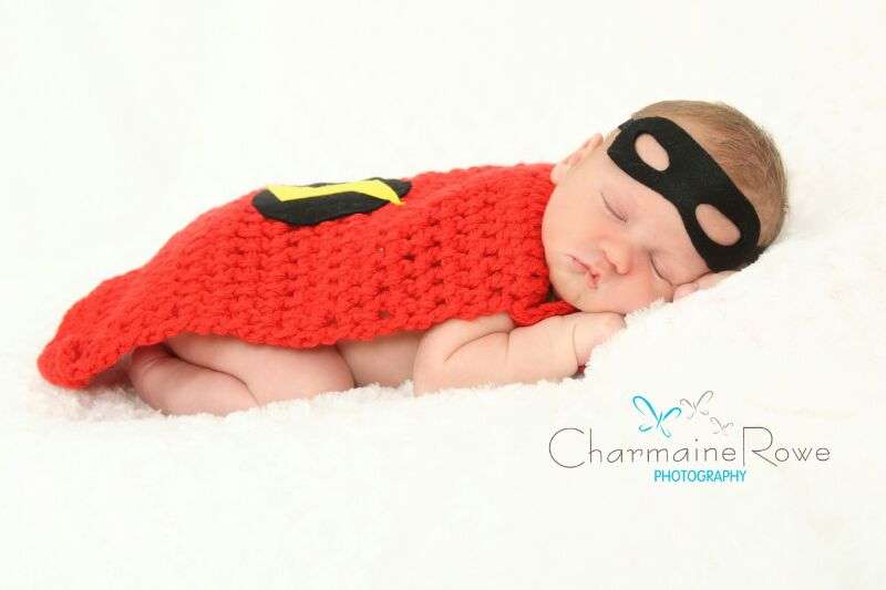 Crafty Stuff : Baby Superhero cape and mask photoprop 0-3 months MADE TO ORDER