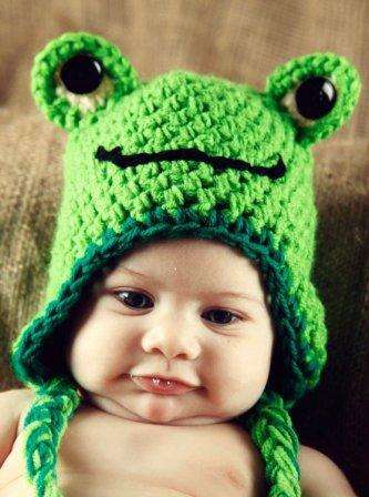 Crafty Stuff :  Crochet froggy hat 0-3 months MADE TO ORDER