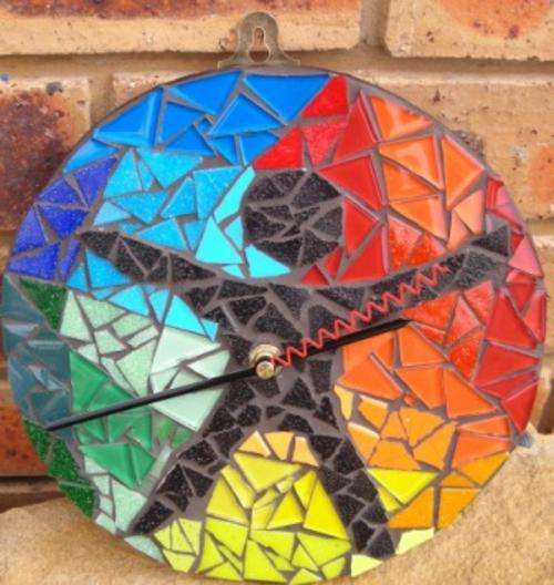 Crafty Stuff:  Funky Mosaic Clock: Rainbow Man..