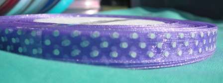 Crafty Stuff: Ribbon  PURPLE POLKA DOT- ORGANZA (per meter)