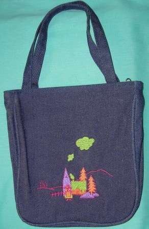 Crafty Stuff: Denim Girls Bag (Cute house picture)