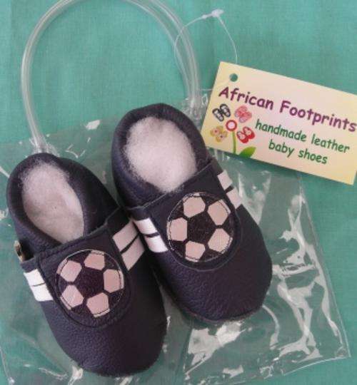 SALE PRICE!!  Soft Leather Baby Shoes: Aids in Crawling and First Steps! Blue Soccer