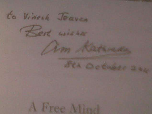 Ahmed Kathrada Autographed Book - A Free Mind