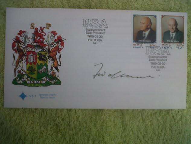 F.W  de Klerk Autographed First Day Cover