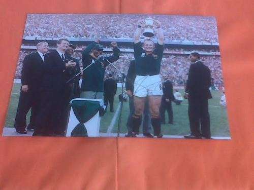 1995 Rugby World Cup Autographed Photo with Nelson Mandela & Francois Pienaar
