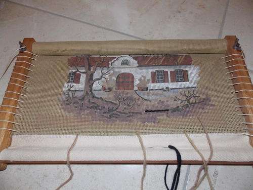 Gabled House Tapestry in Frame
