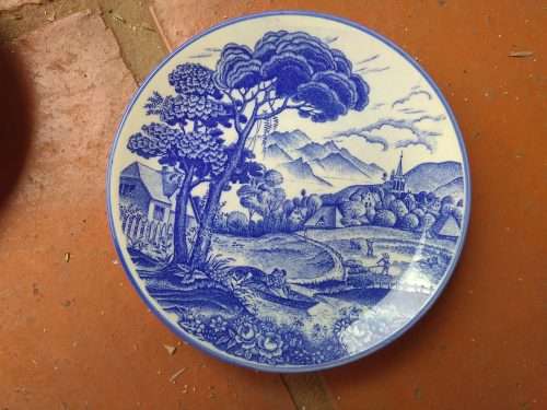 Three Staffordshire Blue Plates