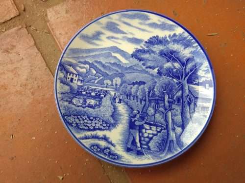 Three Staffordshire Blue Plates