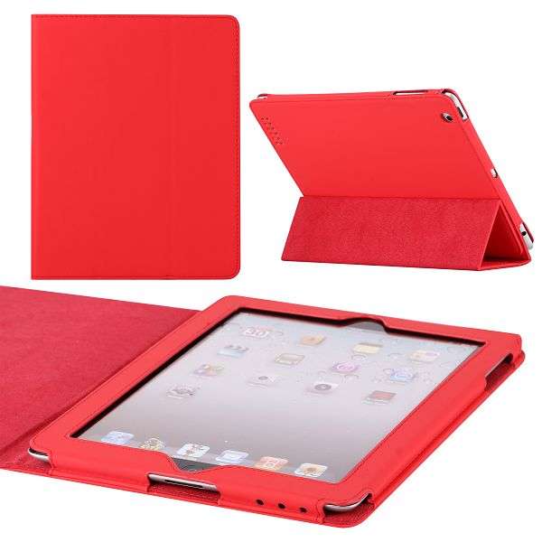 Springy Leather Protective Case for iPad 2/ New iPad (Red)