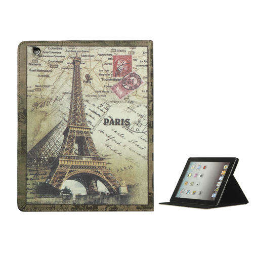 Retro Eiffel Tower Stand Smart Cover for iPad 2nd 3rd 4th Gen
