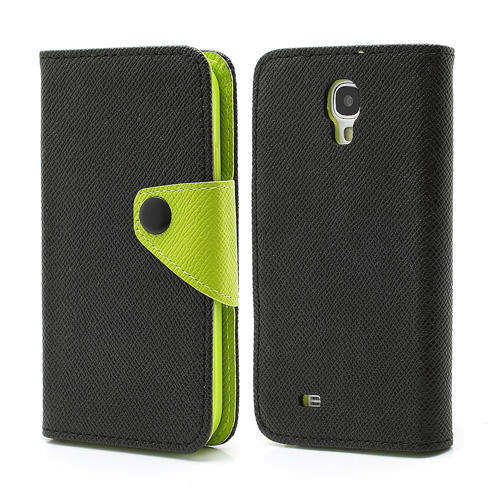 2 Tone Magnetic Folio Case Cover For Samsung Galaxy S4 - Black/Green