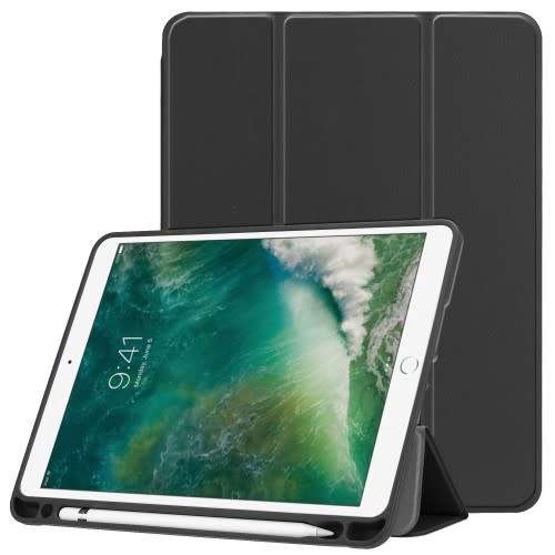 iPad 2017 / 2018 Tri Fold Smart Cover With Pencil Slot - Black