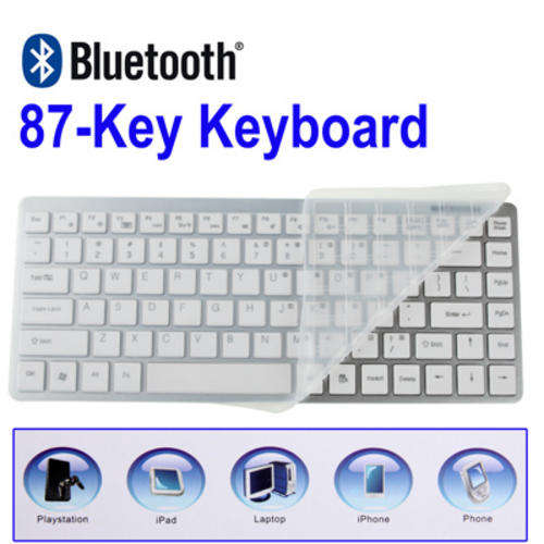 87-Key SlimBluetooth Keyboard with Silicone Protective Film (White)