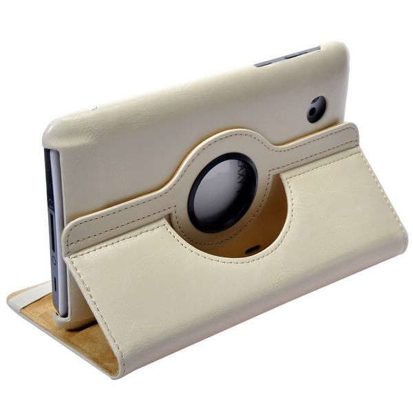 Rotating PU Leather Stand Cover for HTC Flyer P510e - Beige