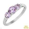 Charming Brand New Three-stone Plus Ring With 0.95ctw Precious Stones - Genuine Diamonds and Amethys