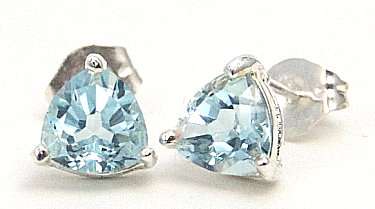 Aquamarine Silver Earings-FREE pendant and chain