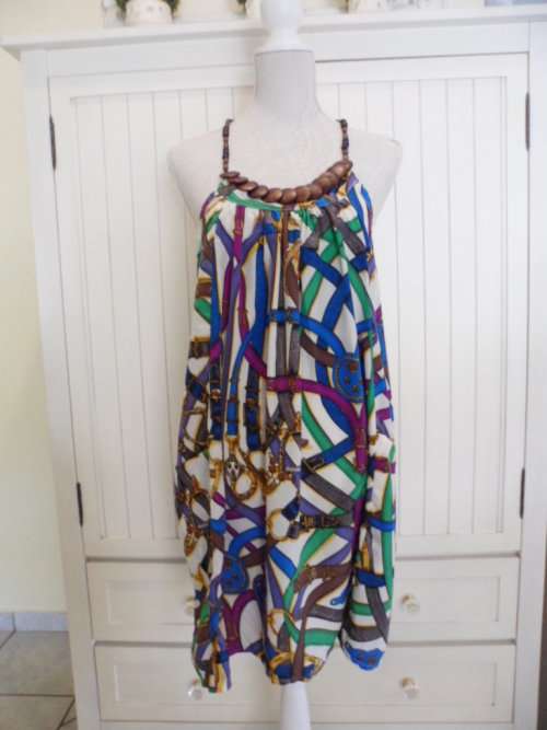 - Ornately patterned Swing Dress/Tunic with beaded neckline - Gorgeous !