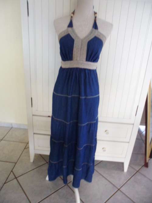 *Last of the 2016 Garment Sale* - Maxi Denim Sundress with Lace detail & beading